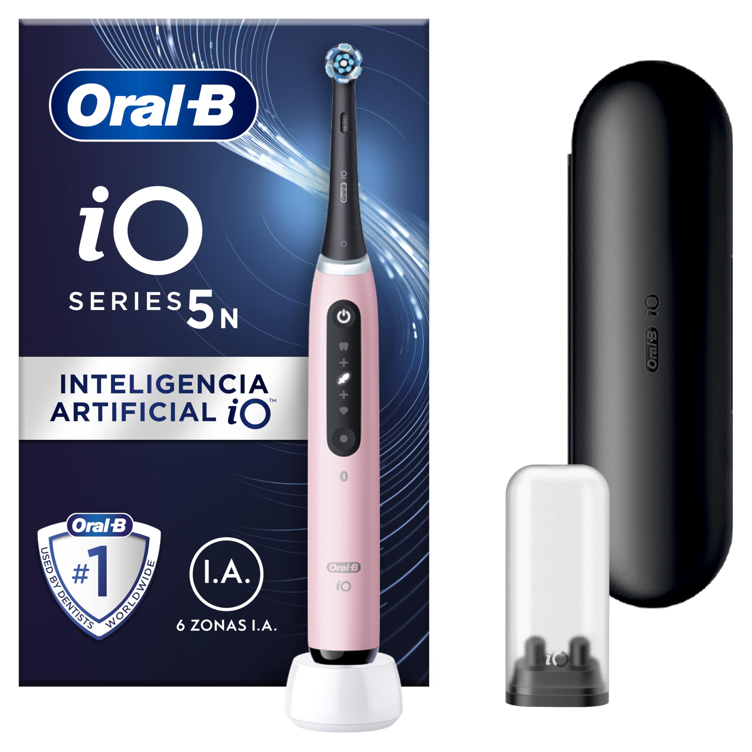Oral-B iO 5N Elektrische Zahnbürste, Rosa, mit Bluetooth, 1 Bürste, 1 Reiseetui