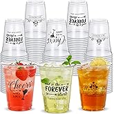 Ferrochef 150 Pcs Wedding Plastic Cups Bulk 12oz Bridal Shower Cups Wedding Decorations for Reception Mr and Mrs Cheers to Love Bridal Party Supplies