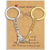 AmoraKiva Gift for Boyfriend Girlfriend Pinkie Promise Matching Keychain | Matching Gift Keychains for Friends Christmas Gift for Him Her Couple Woman Men Boyfriend Girlfriend