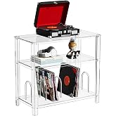 solaround Acrylic Record Player Stand with Vinyl Storage, Clear Airy Open Design