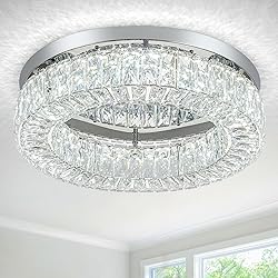HOPGGIE 18 Inch Crystal Chandelier LED Ceiling