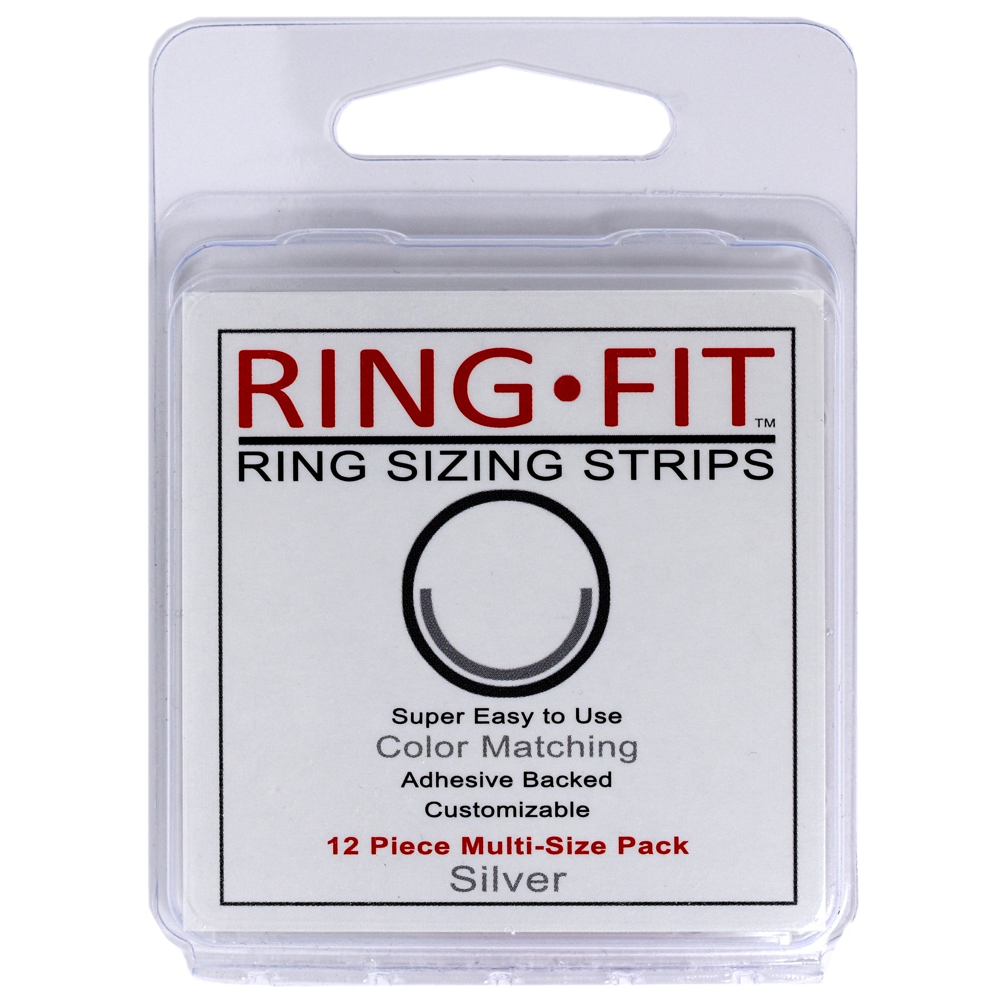 Ring-Fit Ring Sizing Strips (Original) Silver - 12 Ring Size Adjusters for Wide Rings