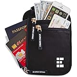 Zero Grid Neck Wallet w/RFID Blocking- Concealed Travel Pouch & Passport Holder