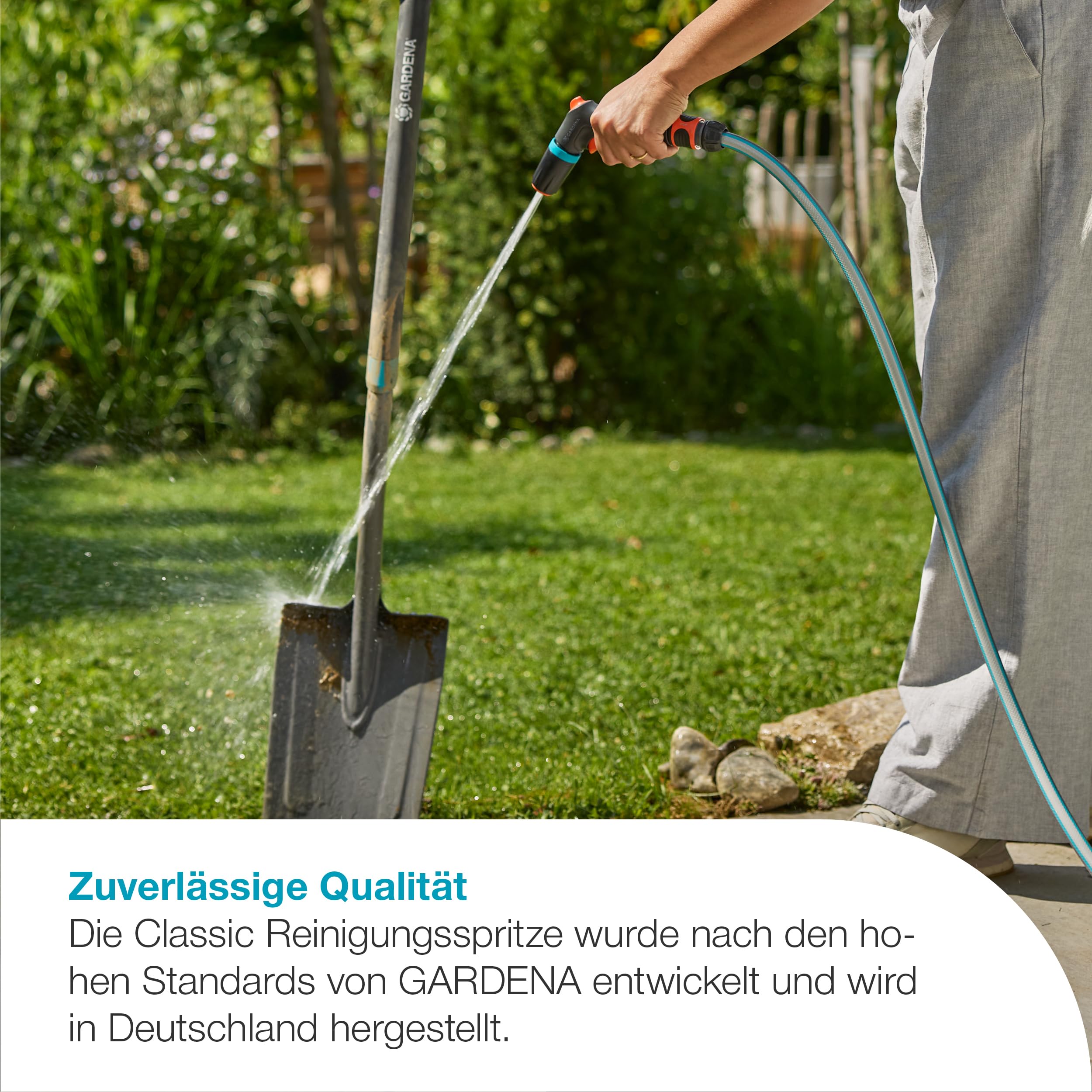 Gardena Classic Reinnigungsspritze Wasser Stop Set Brausen & Spritzen: Spritze für den Gartenschlauch, zum Reinigen und Bewässern, 2 Sprühbilder, langlebiges Design, mit Wasserstop (18361-20) 3