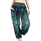 Lannaclothesdesign Harem Pants Women – Boho Elephant Pants High-Waisted Hippie Clothes with Pockets for Yoga