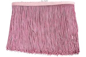 SEW TRENDS 5 Yards of 6" Long Chainette Fringe Thread Yarn Tassel Trim Braid Fringe for Crafts Sewing and Decor-Mauve Pink