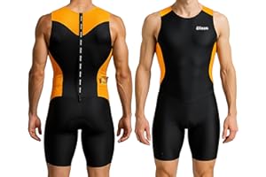 Wixen Men's Performance Triathlon Suit Sleeveless Tri Suit Padded Quick Dry Run Swim Bike