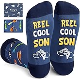 HAPPYPOP Dark Blue Reel Cool Gifts - Funny Socks for Dad Brother Uncle Grandpa Son Husband