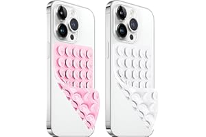 AZXYI Anteel 2 Pack Silicone Suction Cup Phone Case Mount Double Sided, Non Slip Phone Accessories for Cellphone, Hands-Free Strong Grip Silicon Phone Holder for Selfies and Videos (LightPink&White)