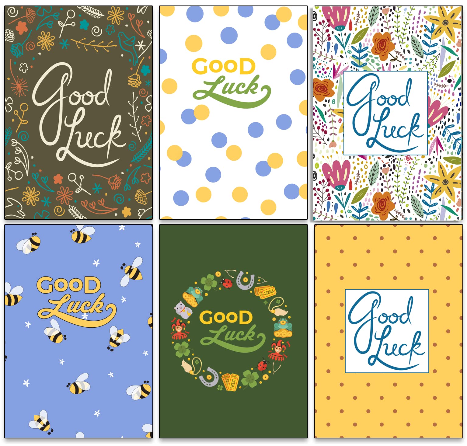 36 x Good Luck Cards Multipack - 6 Different Designs Great Value