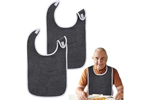 HaiFafafaing 2 Pack Adult Bibs For Men Women Reusable Terry Cloth Bibs For Adults Towel Bib For Senior Citizens