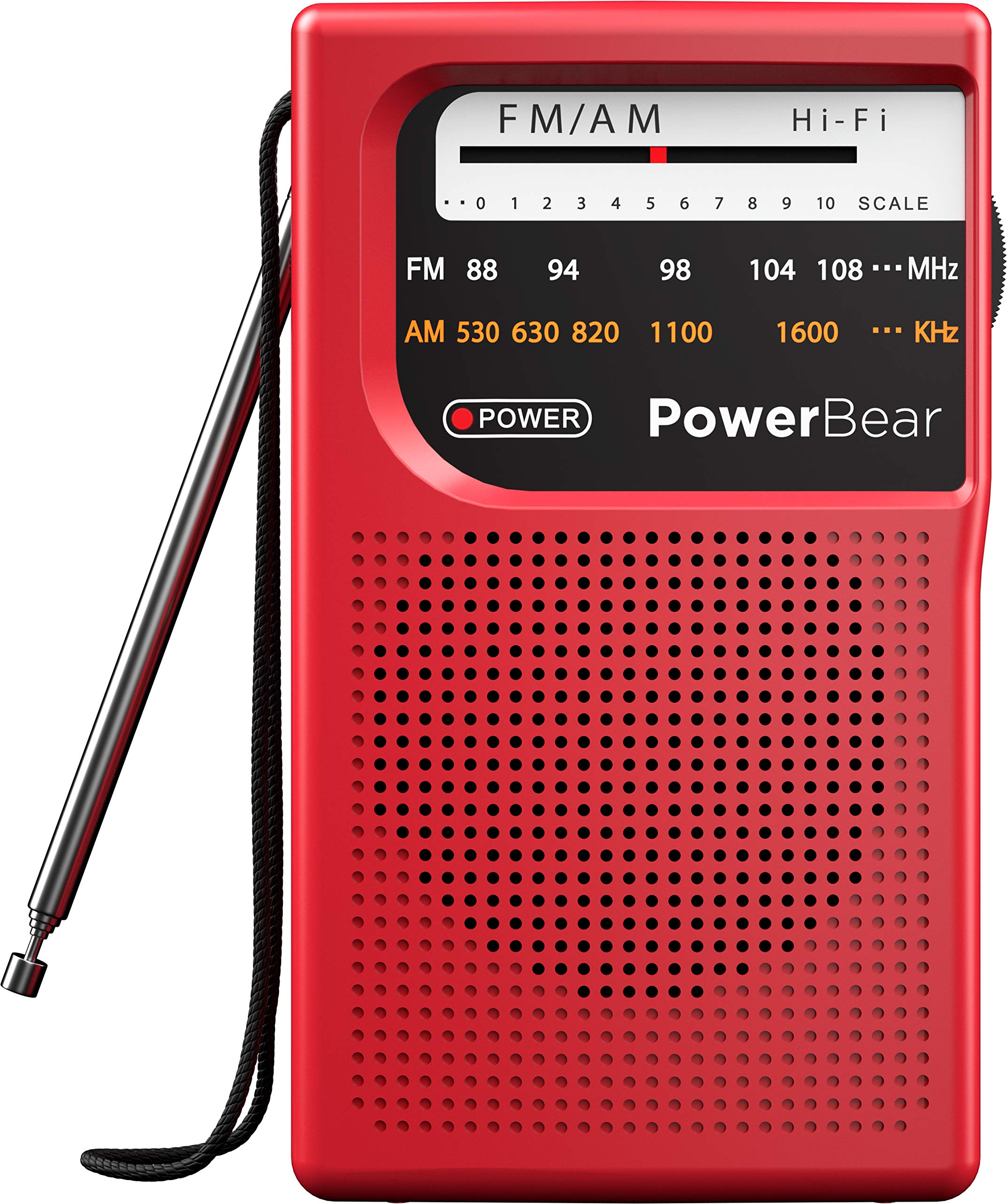 PowerBear Portable Radio | AM/FM, 2AA Battery