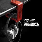 ENHANCE PC Gaming Headset Hook Holder Hanger Mount Red 360 Rotating Arm Under view 6