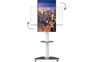 ProMounts Mobile TV Stand with Wheels, Landscape to Portrait Rotating TV Rolling Stand for 32-80 Inch TVs, Height Adjustable Rolling TV Stand, Portable Rolling TV Stand Mobile.