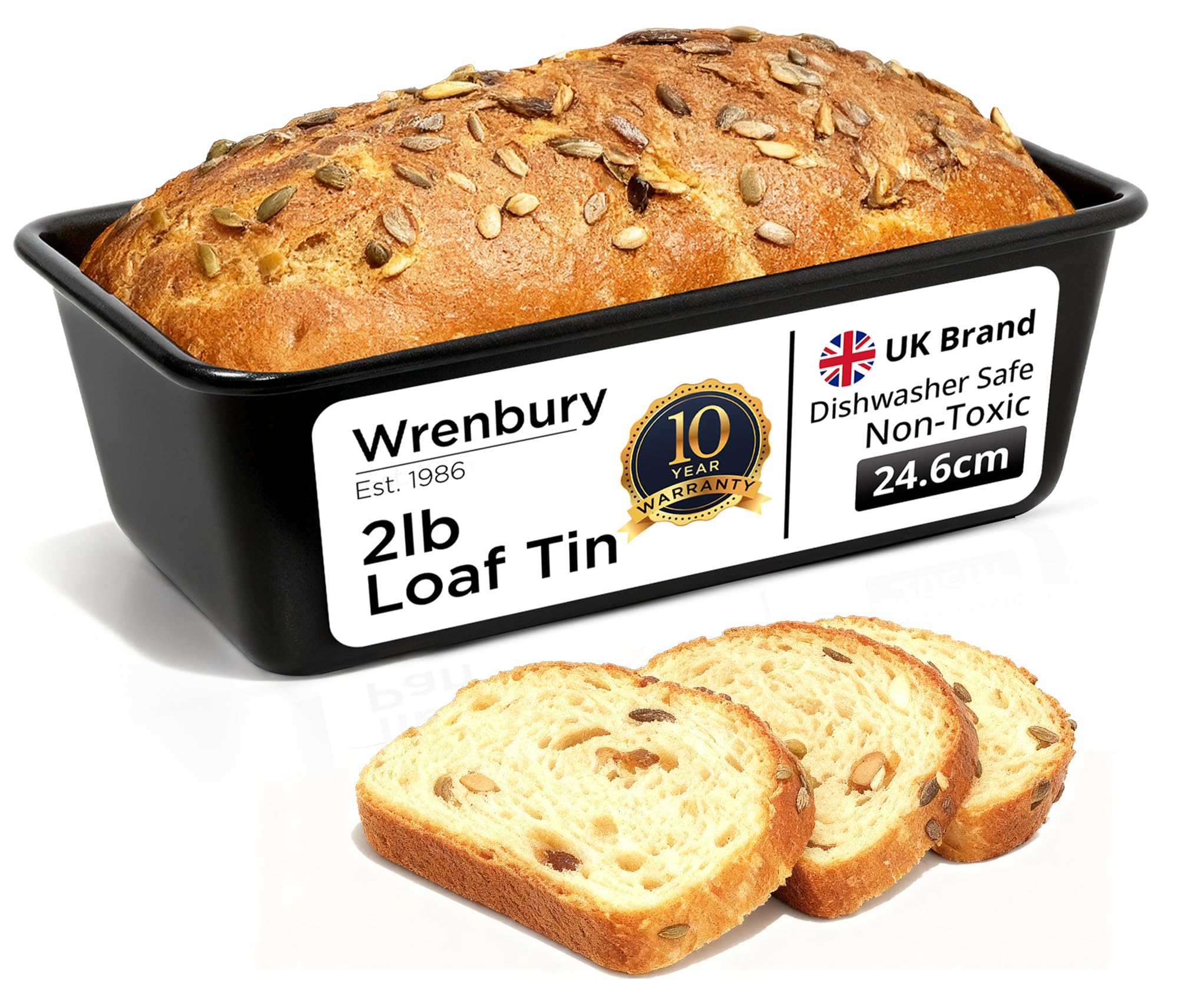 Wrenbury Pro 2lb Loaf Tin with 10 Year Guarantee – Non-Stick Carbon Steel Bread Tin for Baking Banana Bread, Sourdough & Cake