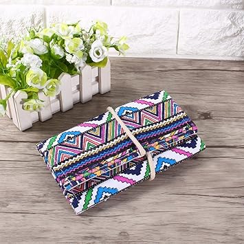 Generic 48 Holes Canvas Wrap Roll Up Pencil Case Pen Bag Holder
