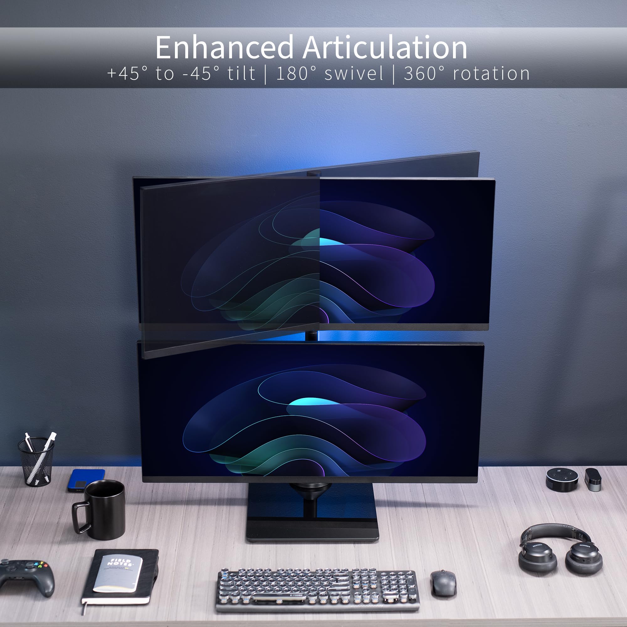 Mua VIVO Dual Monitor Desk Stand with Tempered Glass Base, Free ...