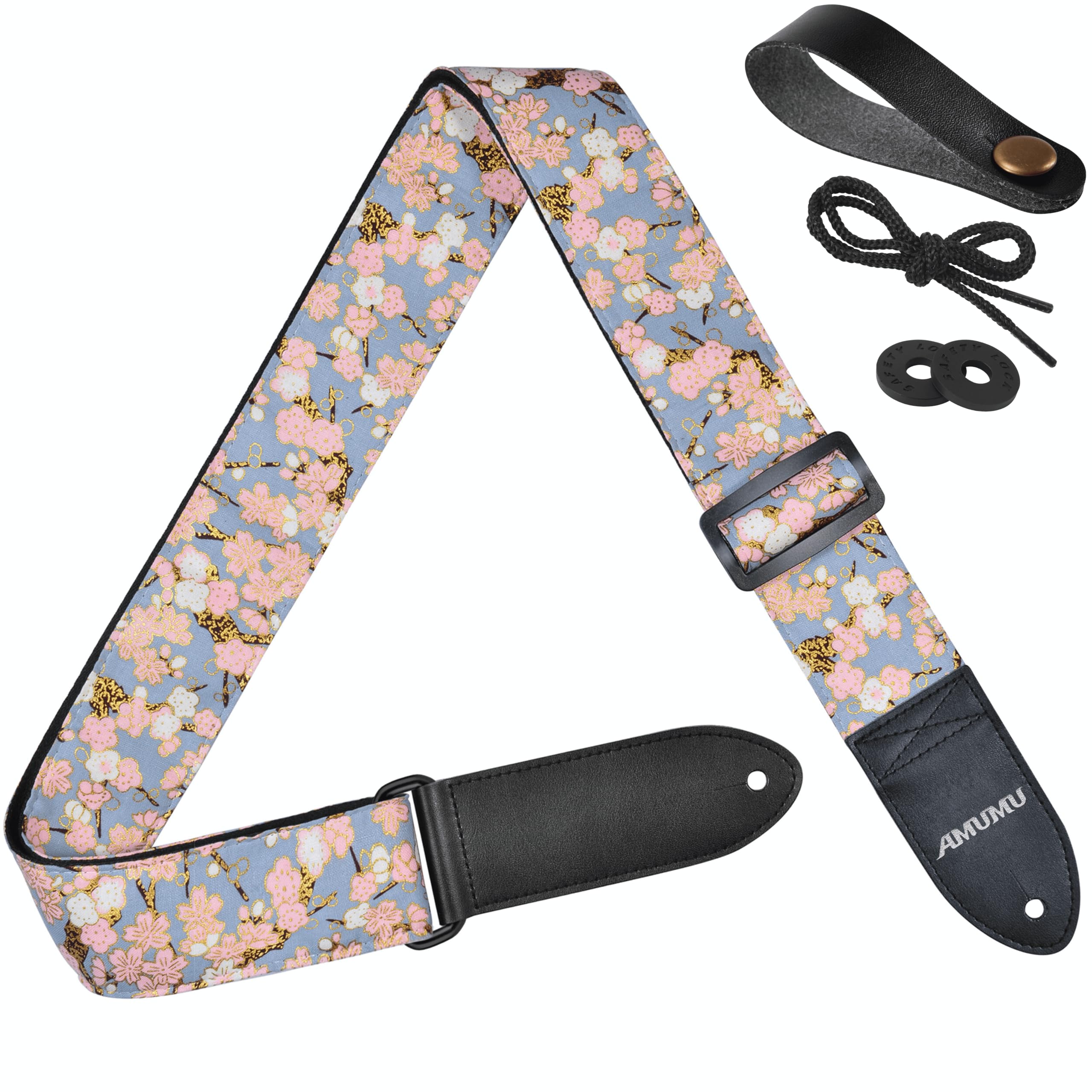 Amumu Plum blossom Guitar Strap for Acoustic Guitar Electric Guitar and Bass Guitar - 2 inches Wide โ image 1