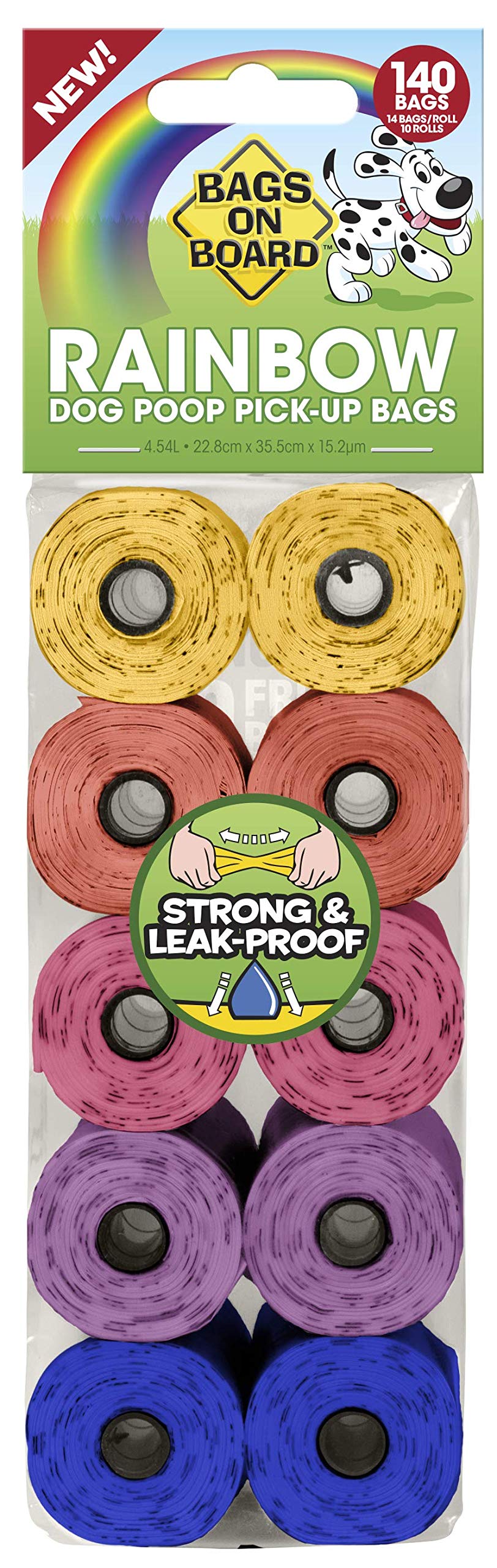 Bags On Board Dog Poop Bags Rainbow - 140 Poop Bags