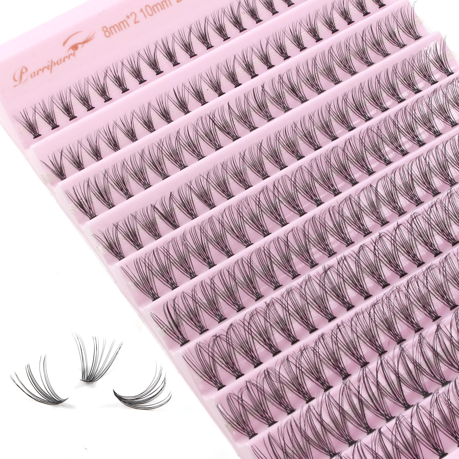 Parriparri Cluster Lashes 200 Pcs Individual Lashes 20D D Curl False Eyelashes Extension Reusable Soft Russian Lashes Extension Diy at Home (20D-0.07D-8-16MM Mix) — image 1