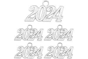 PSXUIE Graduation Tassel Charm, Graduation Decorations 2024, 5 PCS 2024 Charm for Graduation Cap, Graduation Cap Tassel 2024 Year Charm Silver, Graduation Tassels Charm for Graduate Hats Decorations