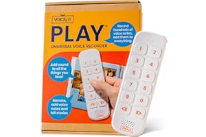 VoiceGift Play, Screen-Free 10-Hour Capacity Recorder, Playback & Study Tool with USB Rechargeable Battery, Speaker, Headphone Jack & Book Clip, Add Voice Notes to Books, Journals, Albums & Keepsakes
