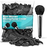 100PCS MAQIHAN Microphone Cover - Mic Covers Disposable Odorless Non-Woven Microphone Windscreen Bulk Protective Cap for KTV Home Karaoke Bar Recording Room and Stage Performance, Black