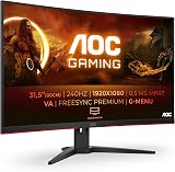 AOC C32G2ZE 32 Inch FHD 240Hz 1ms MPRT VA Curved Gaming Monitor AMD FreeSync