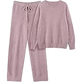 Uikue Womens Fleece Pajamas Sets Winter Fuzzy Soft Lounge Sets Warm Comfy Loungewear Outfits Sweater Pants 2 Piece Sleepwear