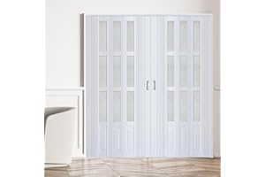 CCBOYSHARDWARE 60X80in Double Accordion Door Interior,Folding Doors for Closet with Installation Hardware and Lock, White Multifold Interior Doors