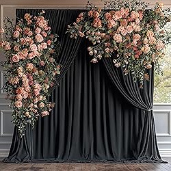10ftx12ft Wrinkle Free Black Backdrop Curtain, 12