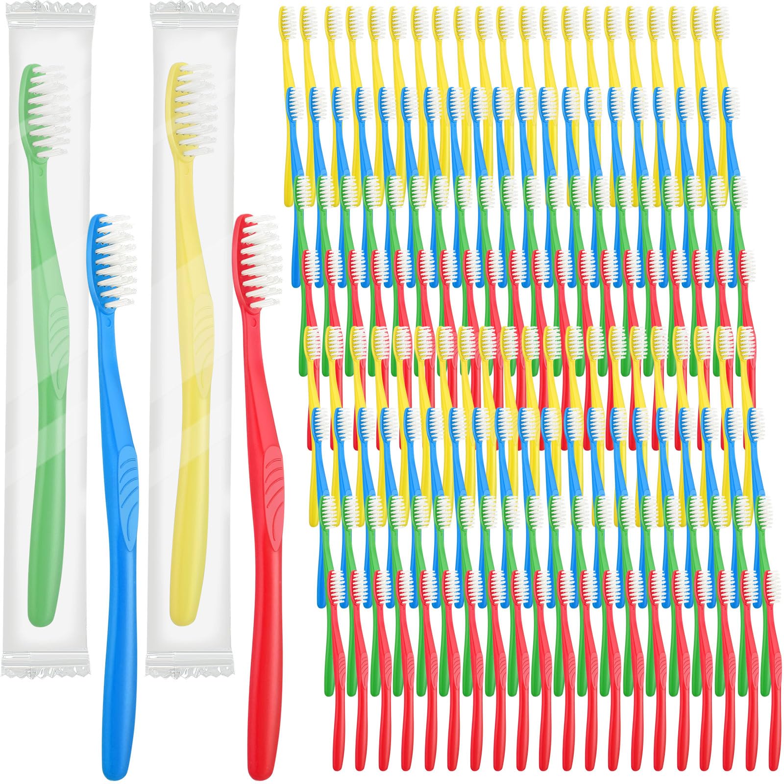 Photo 1 of Tioncy 500 Pieces Disposable Toothbrushes Individually Wrapped Toothbrushes Bulk Soft Bristle Tooth Brush Travel Manual Brush for Adults Camping Homeless Office Dental Care