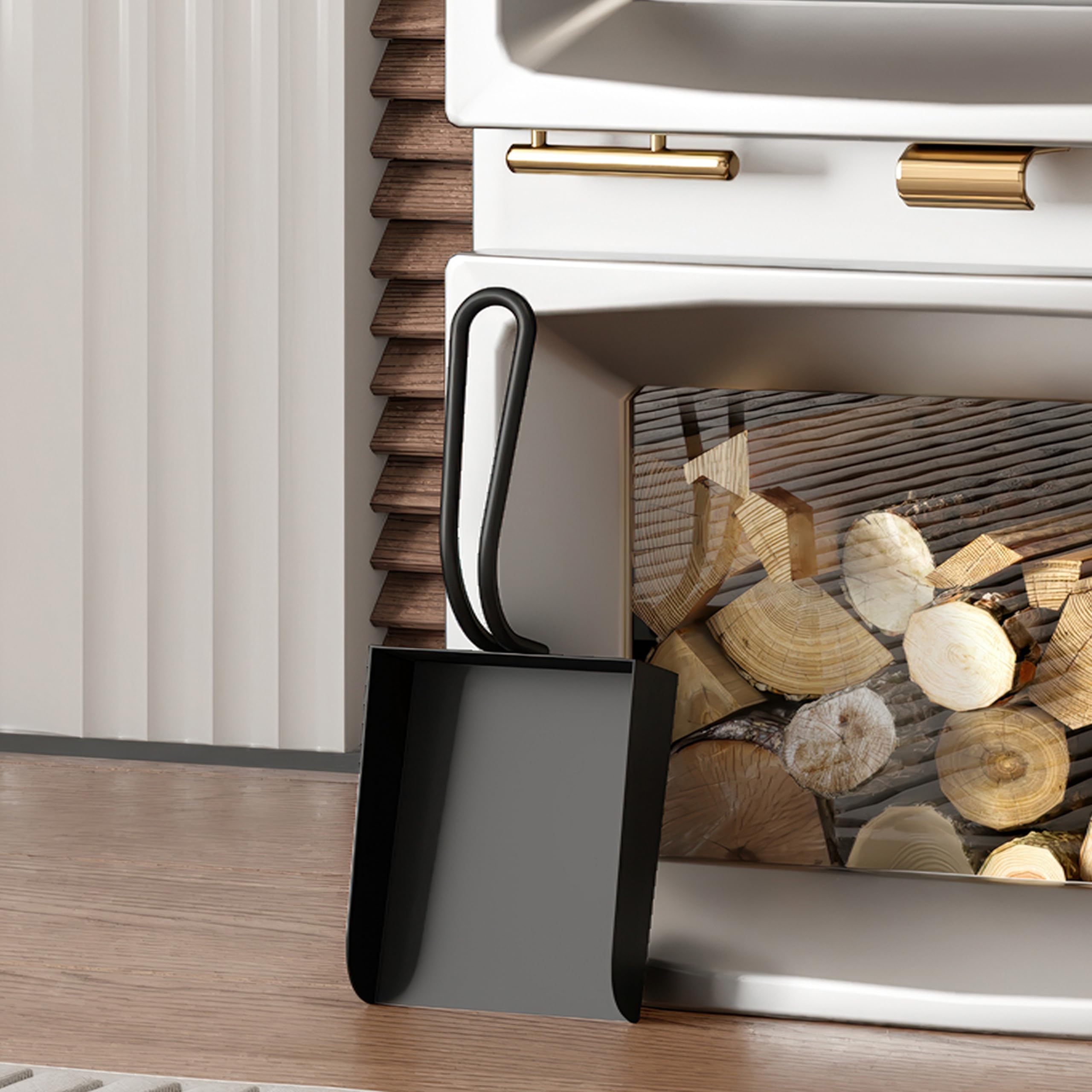 Kingson Black Fireplace Shovel – 25x10cm – Log Burner Accessory – Durable and Stylish Tool for Efficient Hearth Maintenance