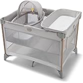 Graco CareSuite Pack 'n Play Lux Playard, Sky | 4 Modes: Canopy &amp; Full-Size Infant Bassinet, Diaper Changer, Toddler Playard; Travel-Ready, Safe Sleep Design
