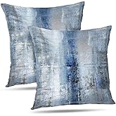 Alricc Decorative Throw Pillows Cushion Cover for Bedroom Sofa Living Room 20 x 20 Inch Set of 2 Blue and Grey