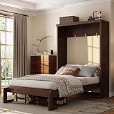 RuiSiSi Twin Size Murphy Bed Cabinet, Space-Saving Wall Cabinet Bed, Wood Hideaway Murphy Bed Frame for Home Office Small Room, Can Be Folded into a Cabinet, Espresso