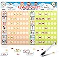 Chore Chart for Multiple Kids, Behavior Incentive for Home, Dry Erase, and Magnetic Board for 2 Children, Includes 54 Task Cards