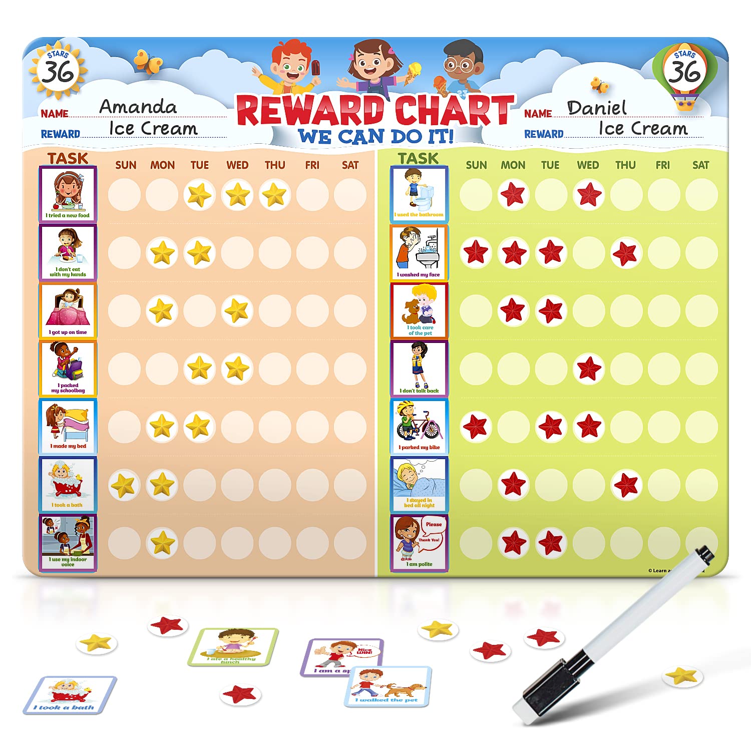 Mua Chore Chart for Multiple Kids, Behavior Chart for Kids at Home, Dry ...