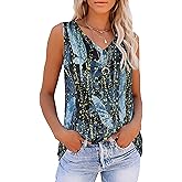 Summer Tops for Women Sleeveless V Neck Tshirt Loose Fit Casual Tank Tunic Blouse
