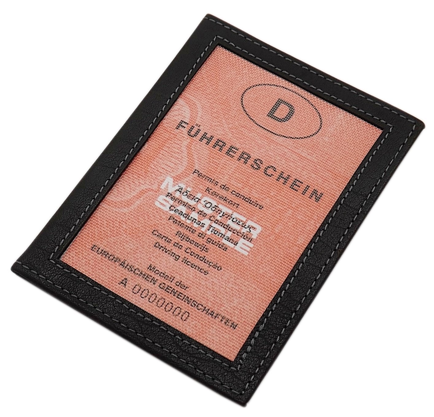 myledershop Genuine Leather ID Holder with 2 Compartments, Calf and Buffalo Leather MJ Design Germany