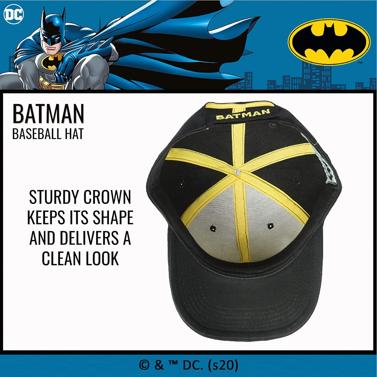 DC Comics Men's Batman Baseball Cap, Black,One Size: Clothing