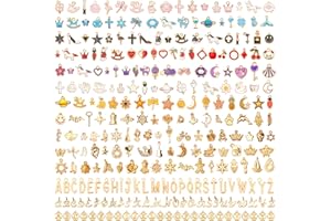 SANNIX 350Pcs Charms for Jewelry Making, Assorted Enamel KC Gold Mixed Alphabet Letters Charms Bulk for Bracelet Necklaces Ea