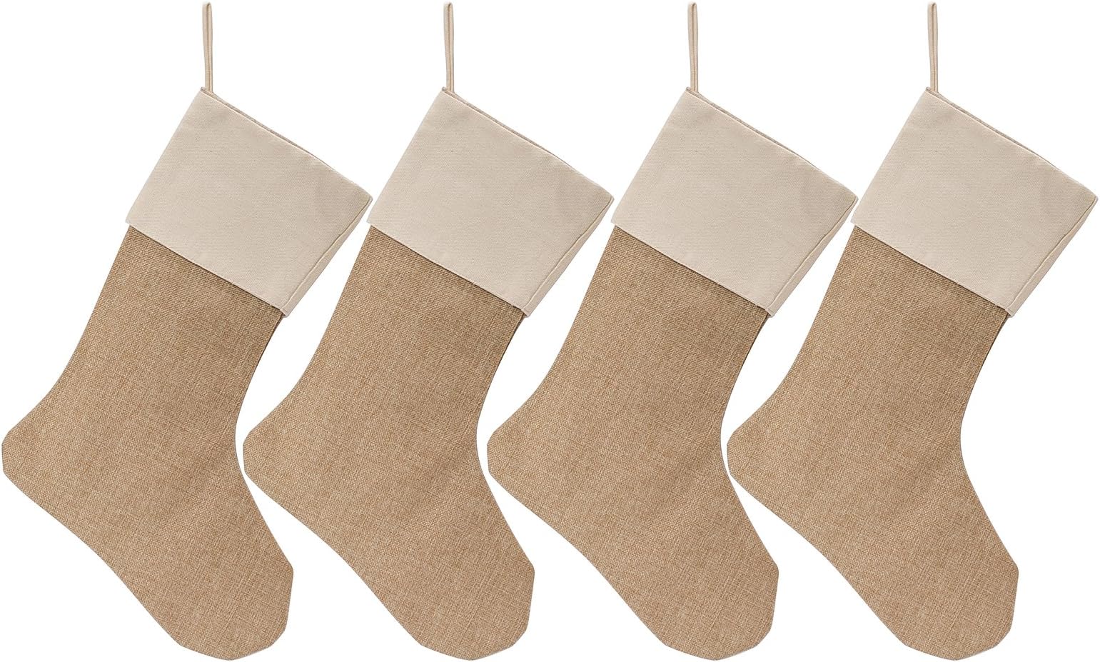 YANSHUISet of 4 Christmas Stocking Large Size Plain Burlap Stocking Christmas Decor