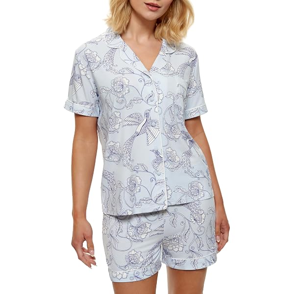 Laprad Women's Dalmatian Print Pajama Set – Soft Short Sleeve PJs With Pockets - View #7