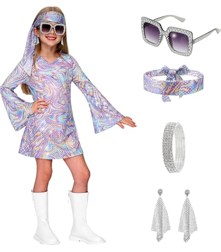 Fun World Girl's Peace & Love Hippie Costume - X-Large 60s Groovy Outfit - View #5
