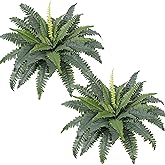 Dremisland Artificial Boston Fern Bush Set of 2 Large Artificial Ferns for Outdoors 30" Fake Ferns Hanging Faux Fern Artificial Bush Plants for Outdoors Planter Indoor Home Garden Porch Decor