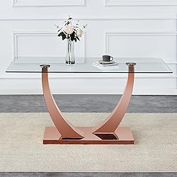 63" Glass Dining Table for 4 to 6 People, Modern