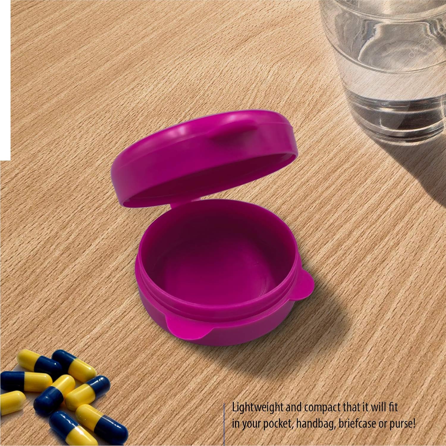 3 Pack - Open Lid Round Pill Box Organizer Pocket Small case Holder,Daily containers. Medicine Holder, Ideal for Medication, Vitamin, Supplement, Perfect Travel: Health & Personal Care