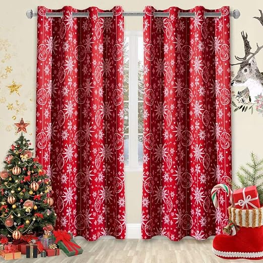 LORDTEX Snow Print Christmas Curtains 