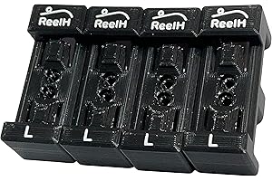 MuchWaterDesign ReelH Wall Mount Fishing Reel Holder 4 Pack (Large 4500-5000 Sized Reels, Black)